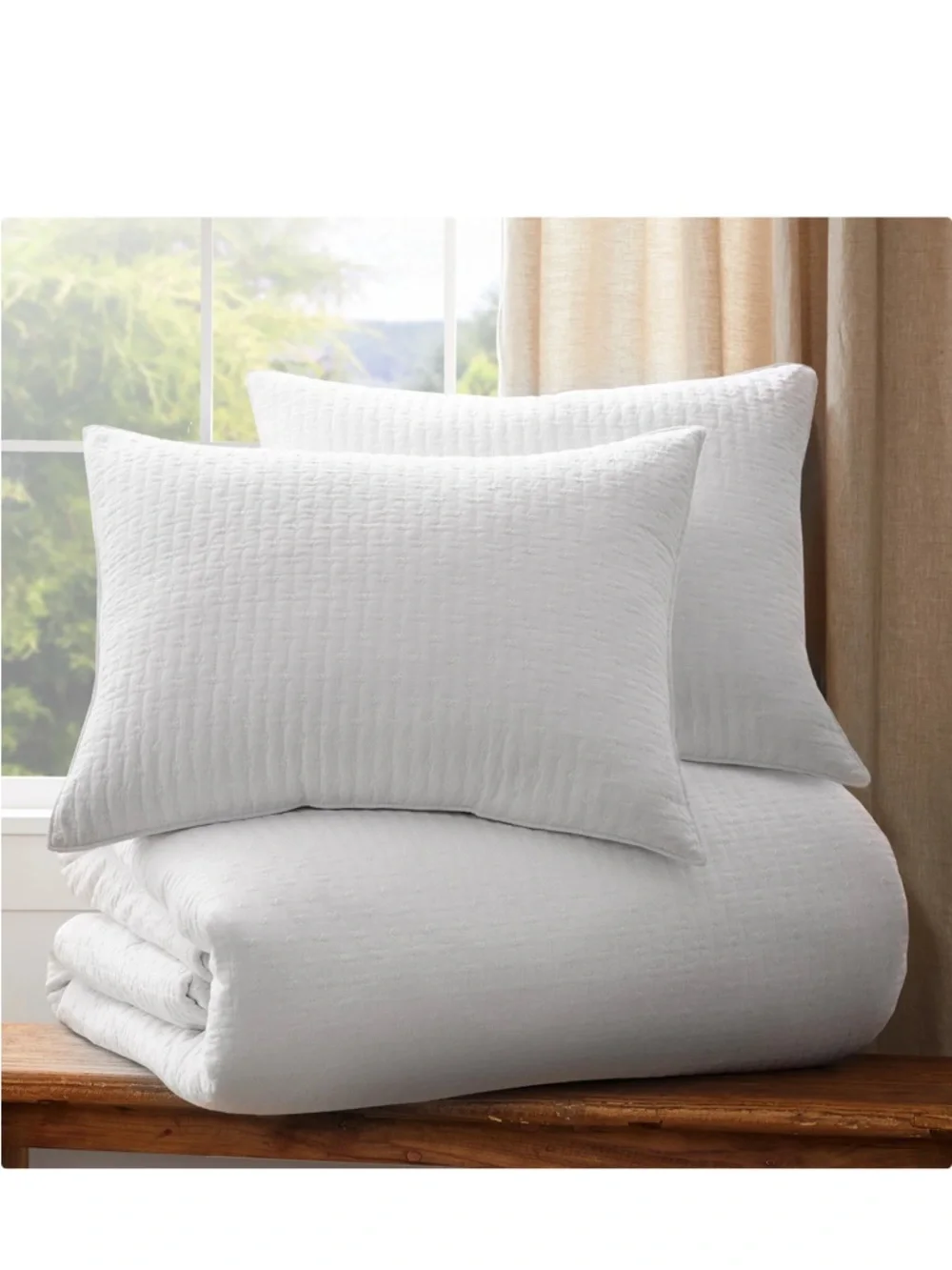 Levtex White Cross-Stitch Quilted Duvet Set white/new
